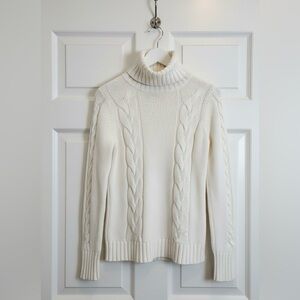 Esprit White Cable Knit Turtleneck Sweater